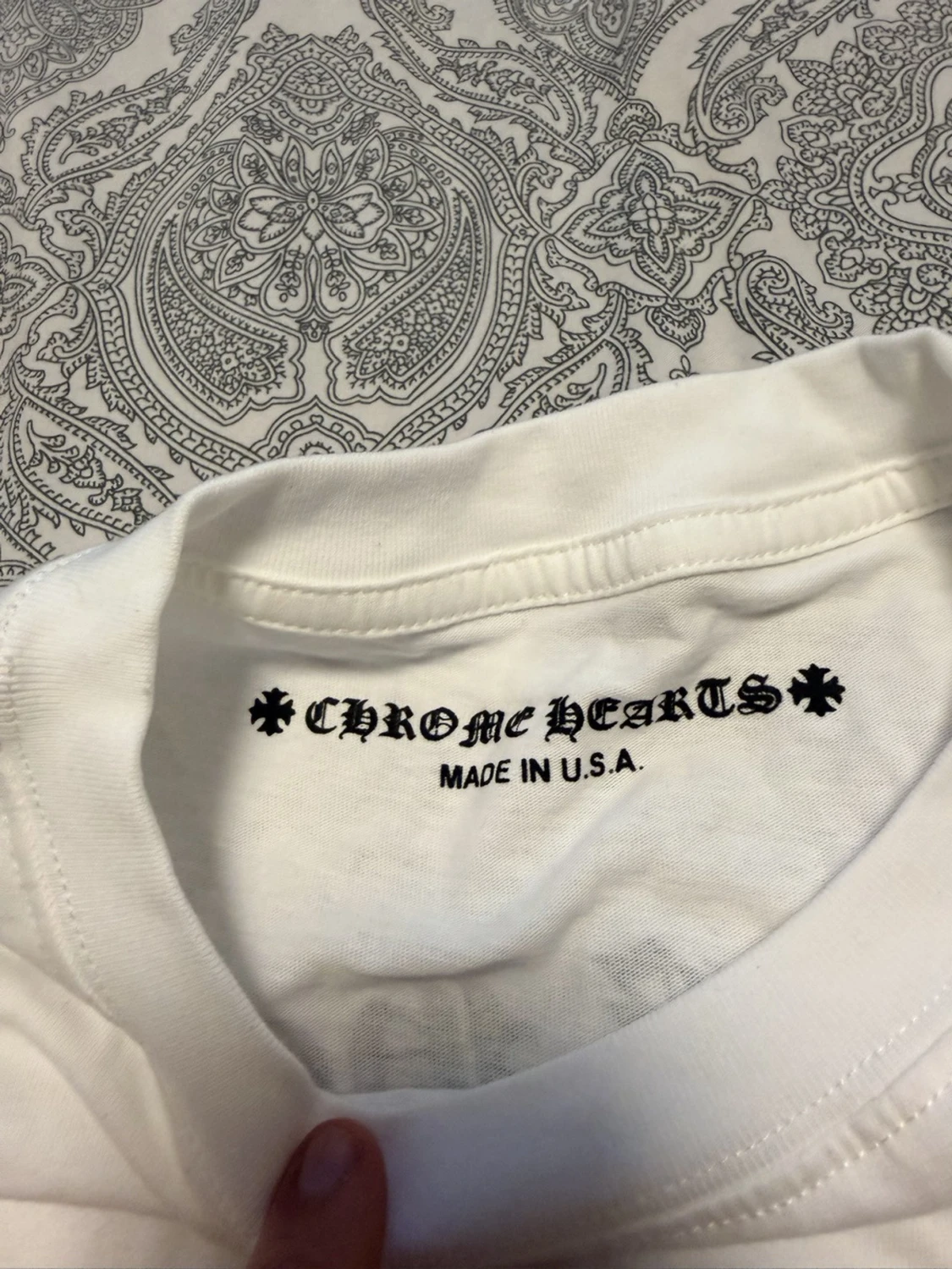 Vit långärmad t-shirt med tryck - 3