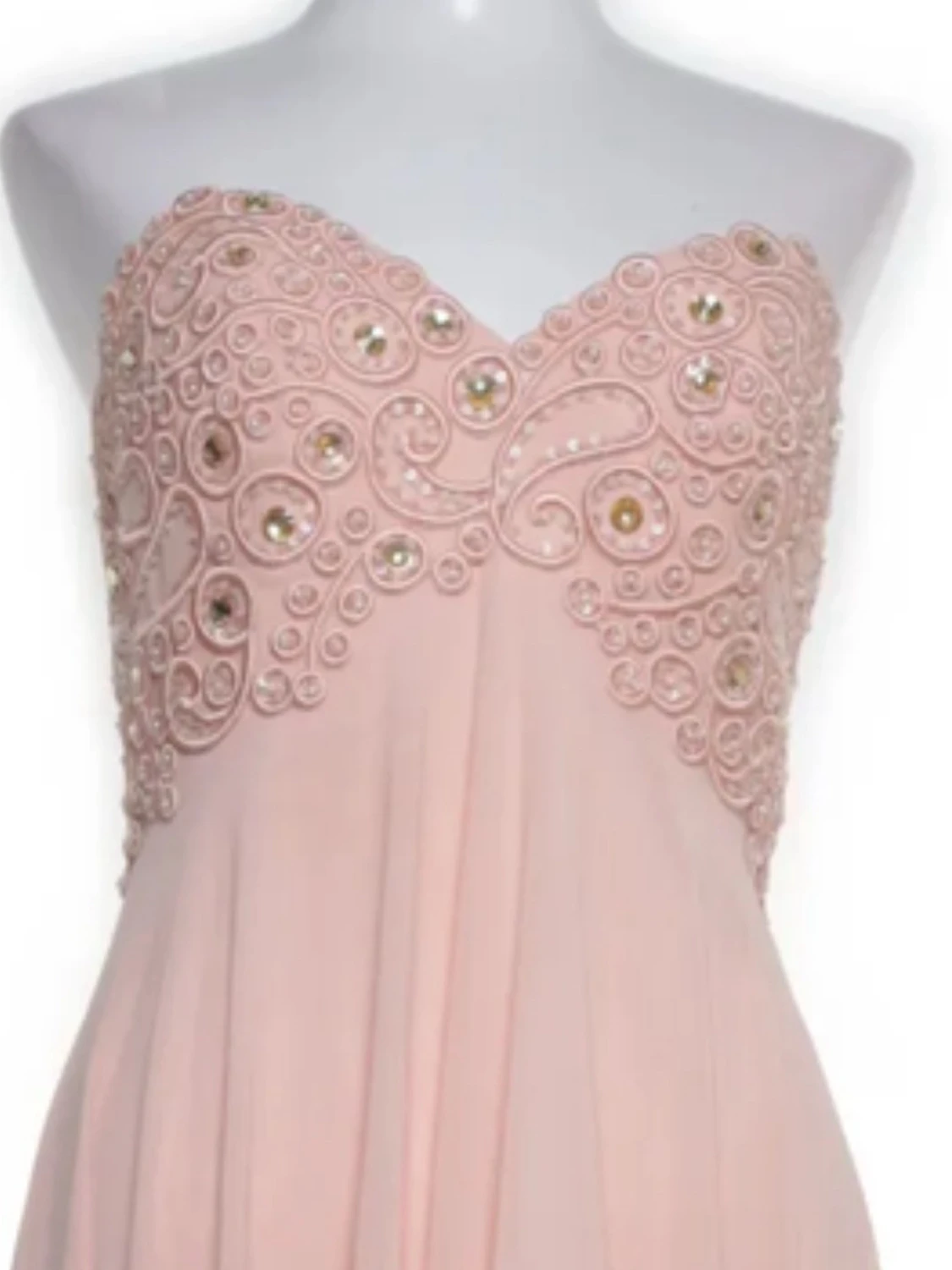 Ljusrosa långklänning med broderier - 1