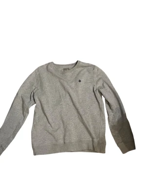 Grå sweatshirt från Morris - En klassisk grå sweatshirt från Morris, tröjan har storlek M men passar som ett S. Tröjan har ett litet hål på vänstra baksidan av ärmen, men kan lätt sys ihop.