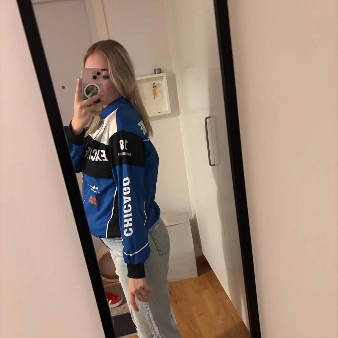 Blå racing vindjacka med tryck - 4