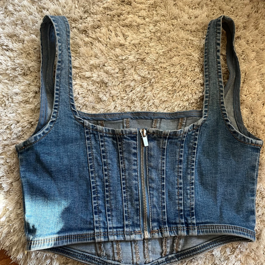 Jeans korsett-topp med dragkedja - 1