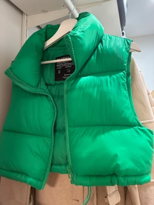 Grön dunväst från Jaded London köpt på strativarius - Cool grön dunväst från Jaded London med hög krage och dragkedja framtill. Passar supersnyggt till en svart outfit Västen har en boxig passform och är perfekt att slänga över en hoodie eller tröja. Fylld med syntetdun och har en clean look utan mönster eller extra detaljer.