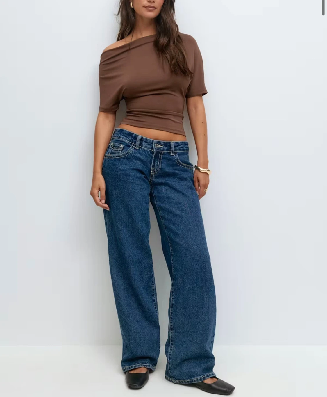 Blåa wide jeans med låg midja