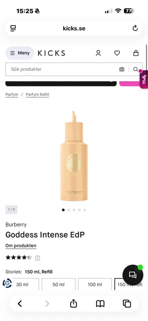 Burberry Goddess Intense EdP Refill - Refillflaska med 150 ml av Burberry Goddess Intense EdP. Säljer för att jag råka köpa intense. Så förpackningen är öppnad. Men den är inte använd något