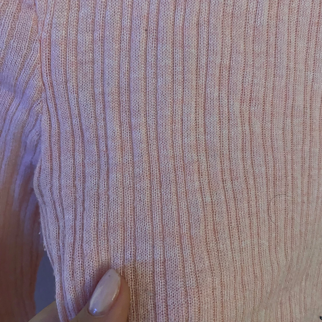 Rosa ribbad långärmad tröja H&M