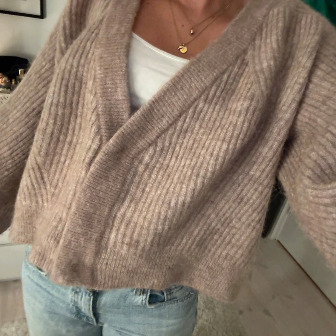 Beige stickad kofta!! - 3
