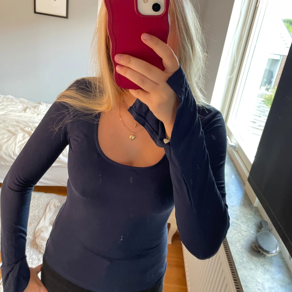 Mörkblå långärmad topp Gina Tricot - 1