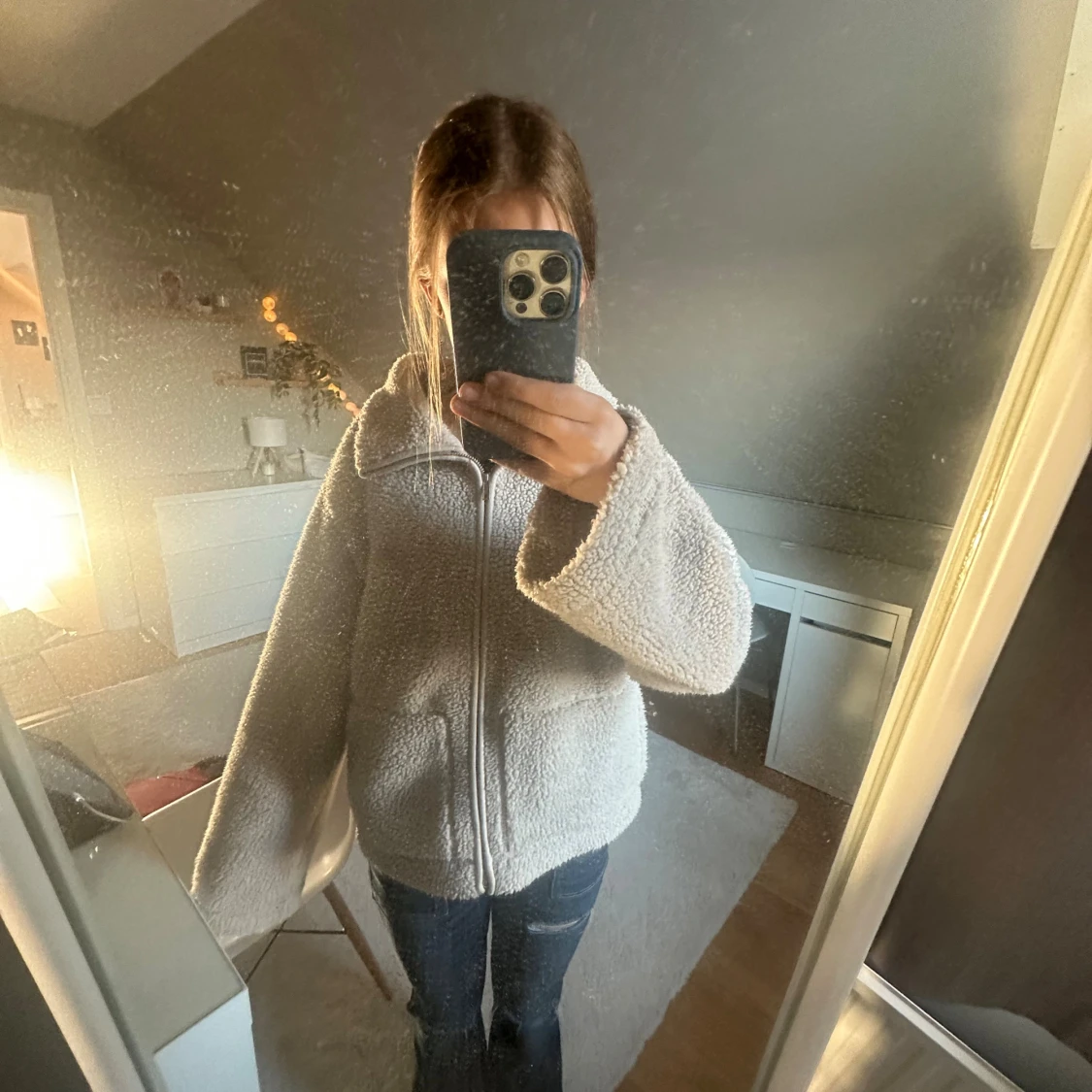 Beige teddyjacka från 157, XS - 4