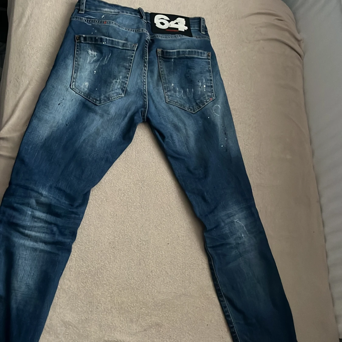 Dsquared2 blå slim jeans med slitningar - 1