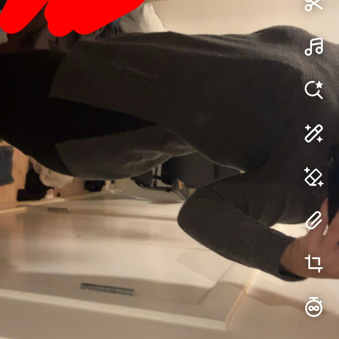 Mörkgrå stickad tröja med lång ärm - 1