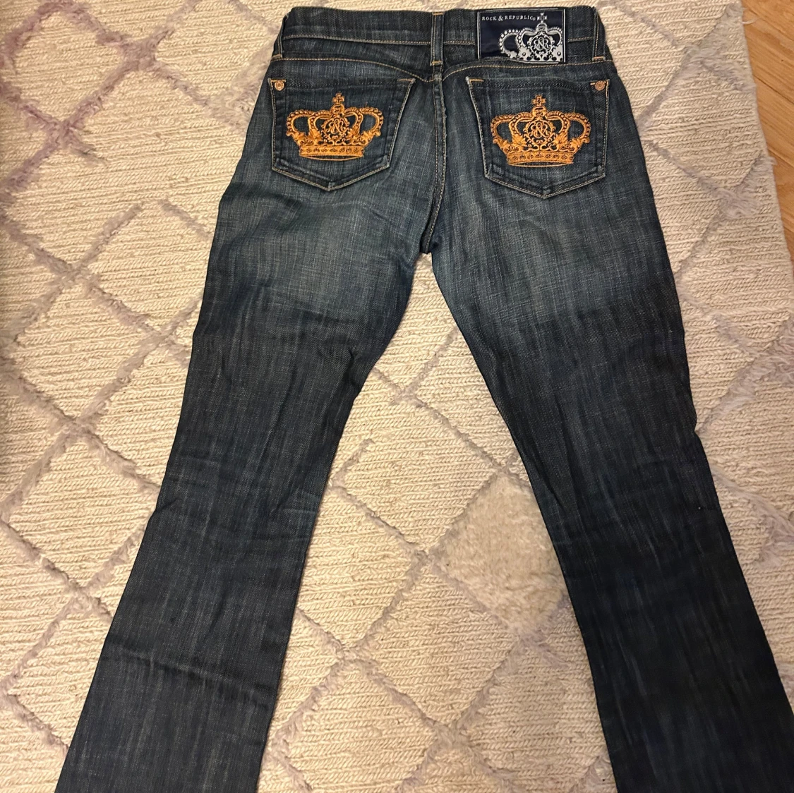 Victoria Beckham jeans med guldbrodyr - 2