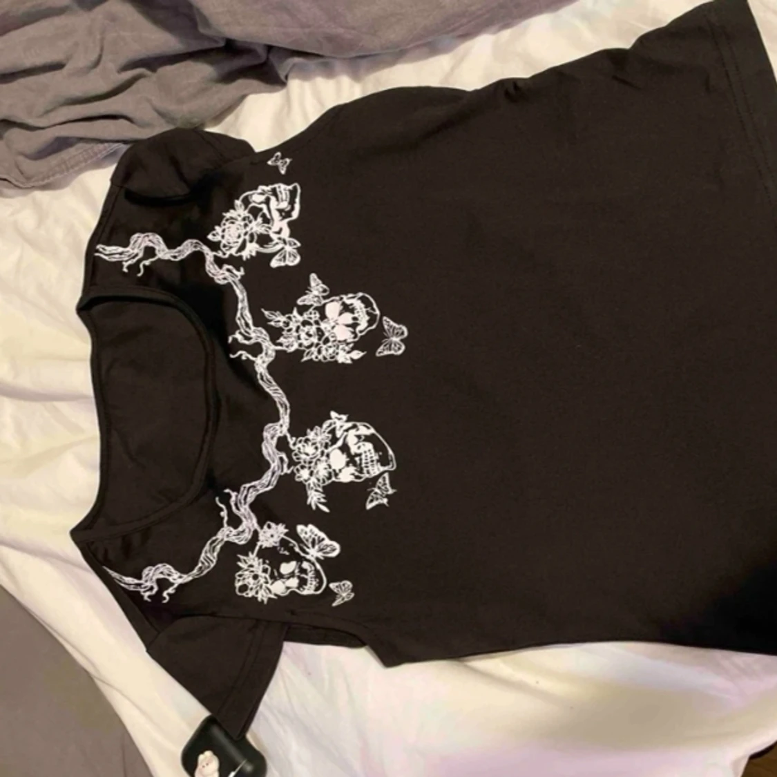 Shein svart dödskalle t shirt - 90