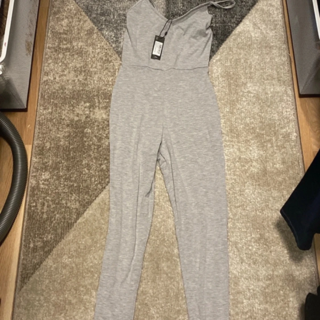 Grey marl basic strappy plunge jumpsuit  - 90