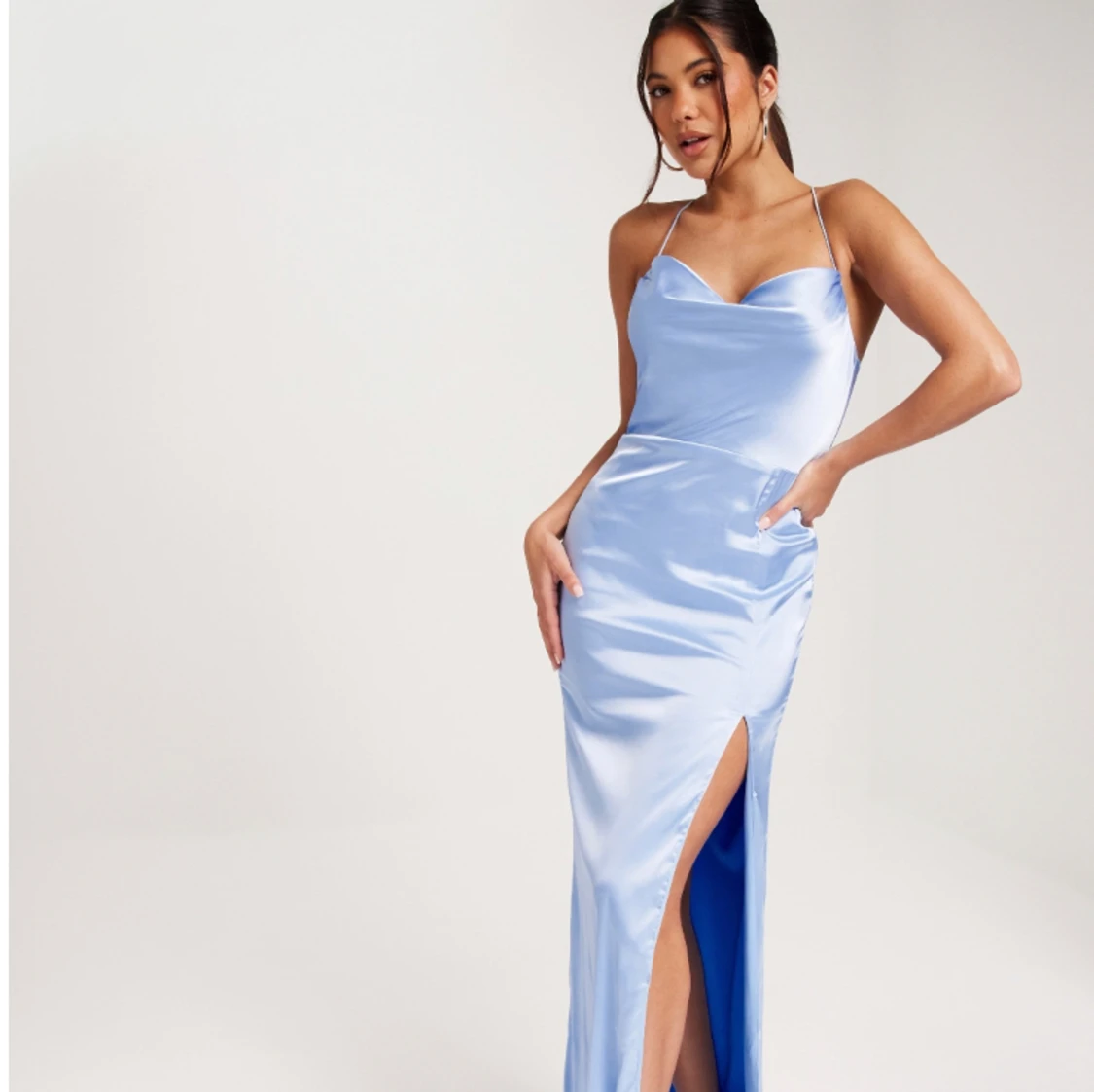 Waterfall slit gown