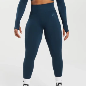 Gymshark tights - Säljer nästintill oanvända tights från gymshark, tjockt material och är inte min typ av tights men superfin färg! Har ett litet hål på sidan av låret men har försökt att sy ihop det så det syns nästintill inte! Skriv för egna bilder.✨🩷