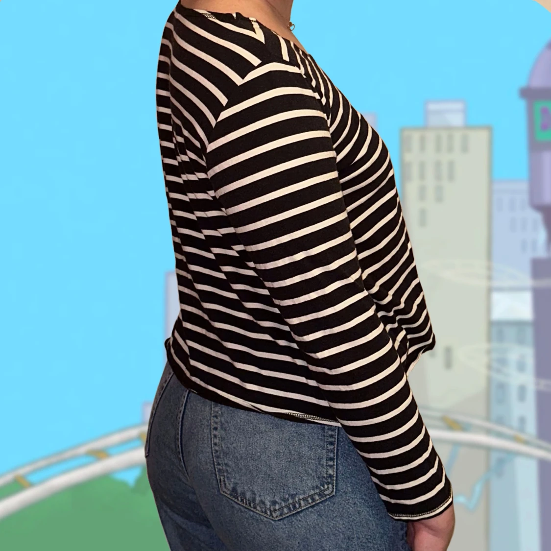 Randig långärmad tröja - 90