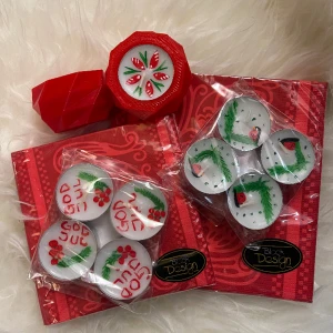 Servetter med värmeljus och ljusstakar  - Kaffe och Lunchservetter med handmålade värmeljus där motivet flyter med ner plus 2 st hemmagjord ljusstake 