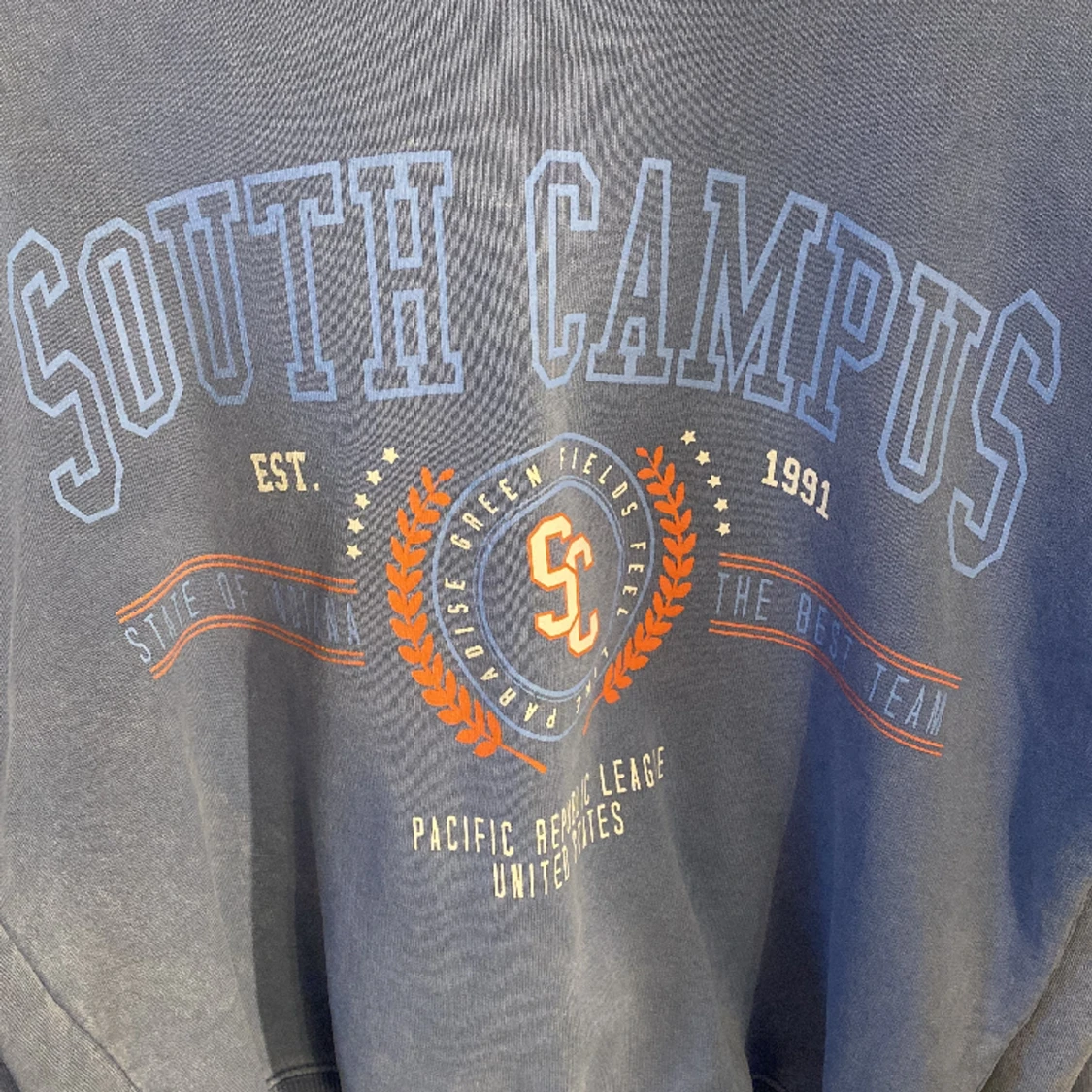 Blå sweatshirt med tryck  - 90