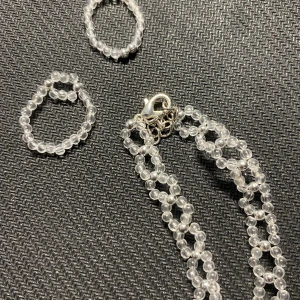 Armband+ring - Hur söt??? Genomskinligt armband och ringar med silver detaljer