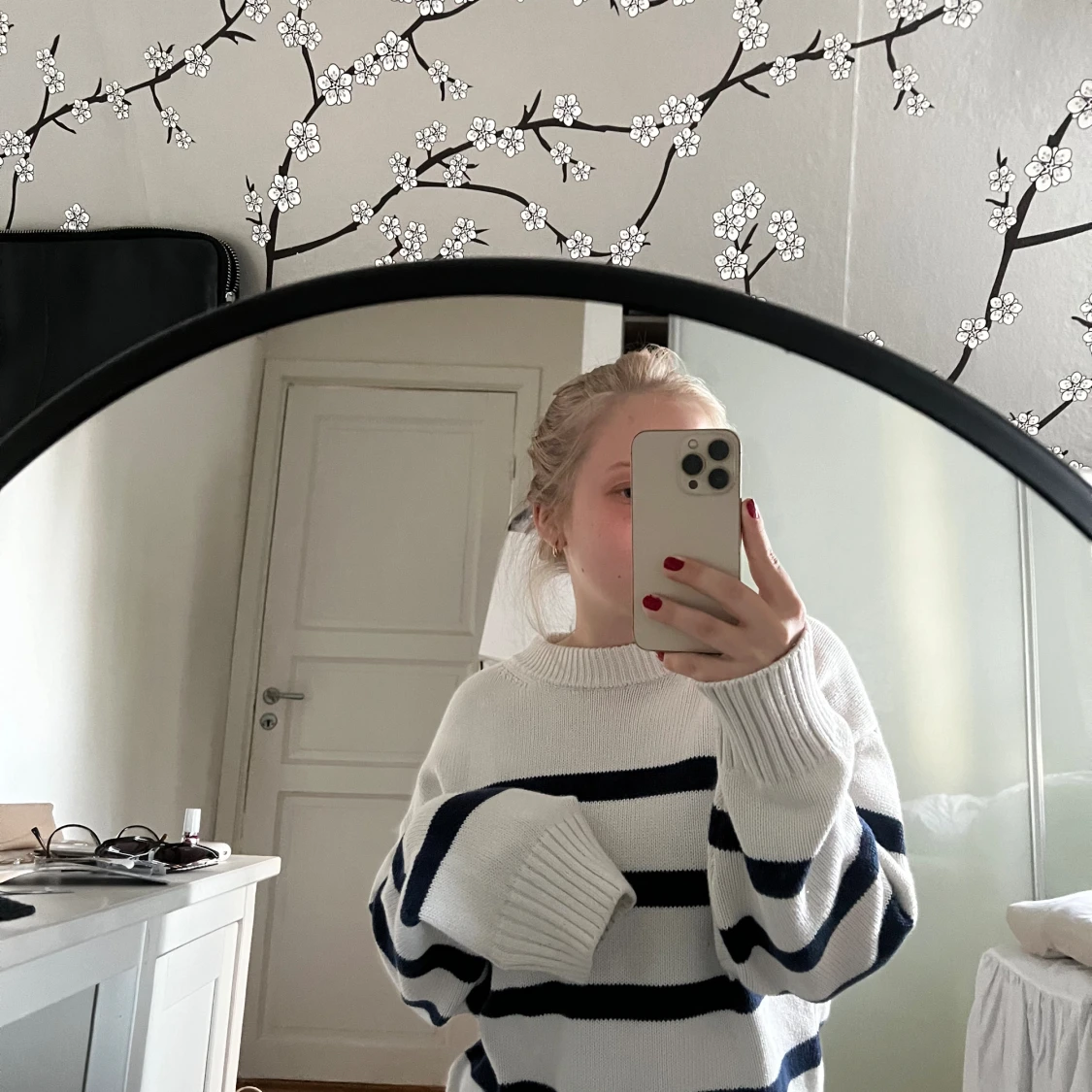 Randig stickad tröja - 90