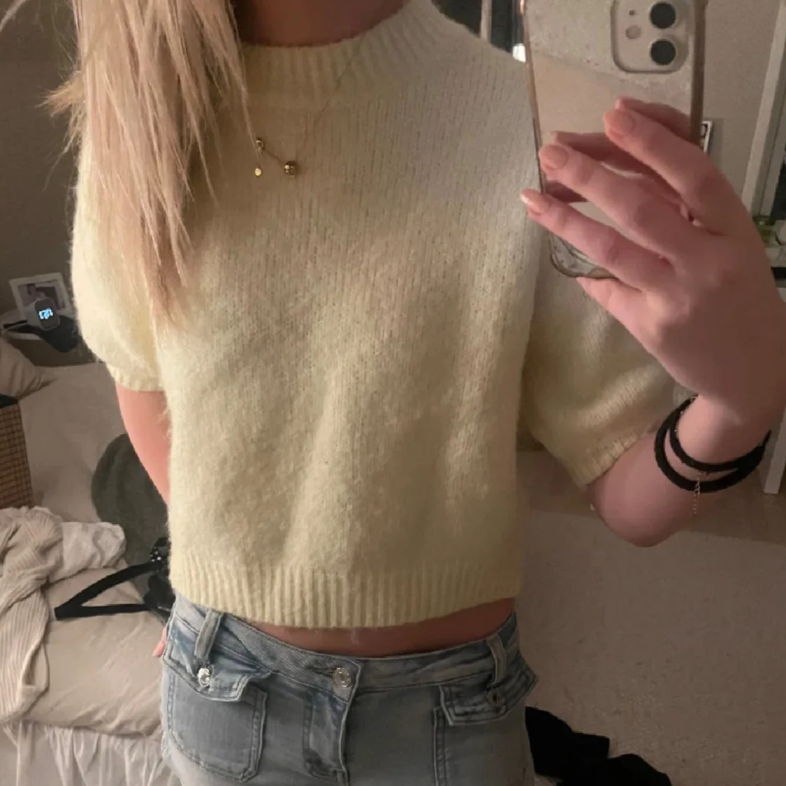 Stickad trekvartsärmad tröja Zara