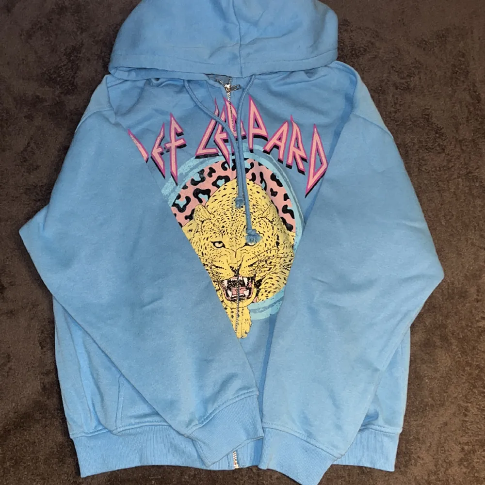 Def leppard zip hoodie från H&M, inte min stil längre. Storlek XS men passar upp till M. Nypris 199. Hoodies.