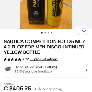 Jag säljer den här discontinued parfymen som heter nautica competition som man inte kan hitta någon annan stans längre flaskan är 100 ml och atomizern är bra och doften är 8.5/10