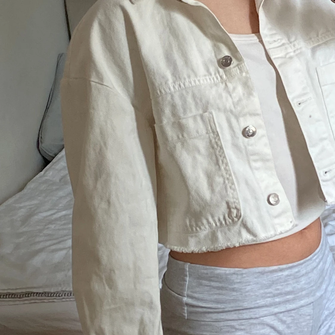 White Cropped Jeans Jacket - 90