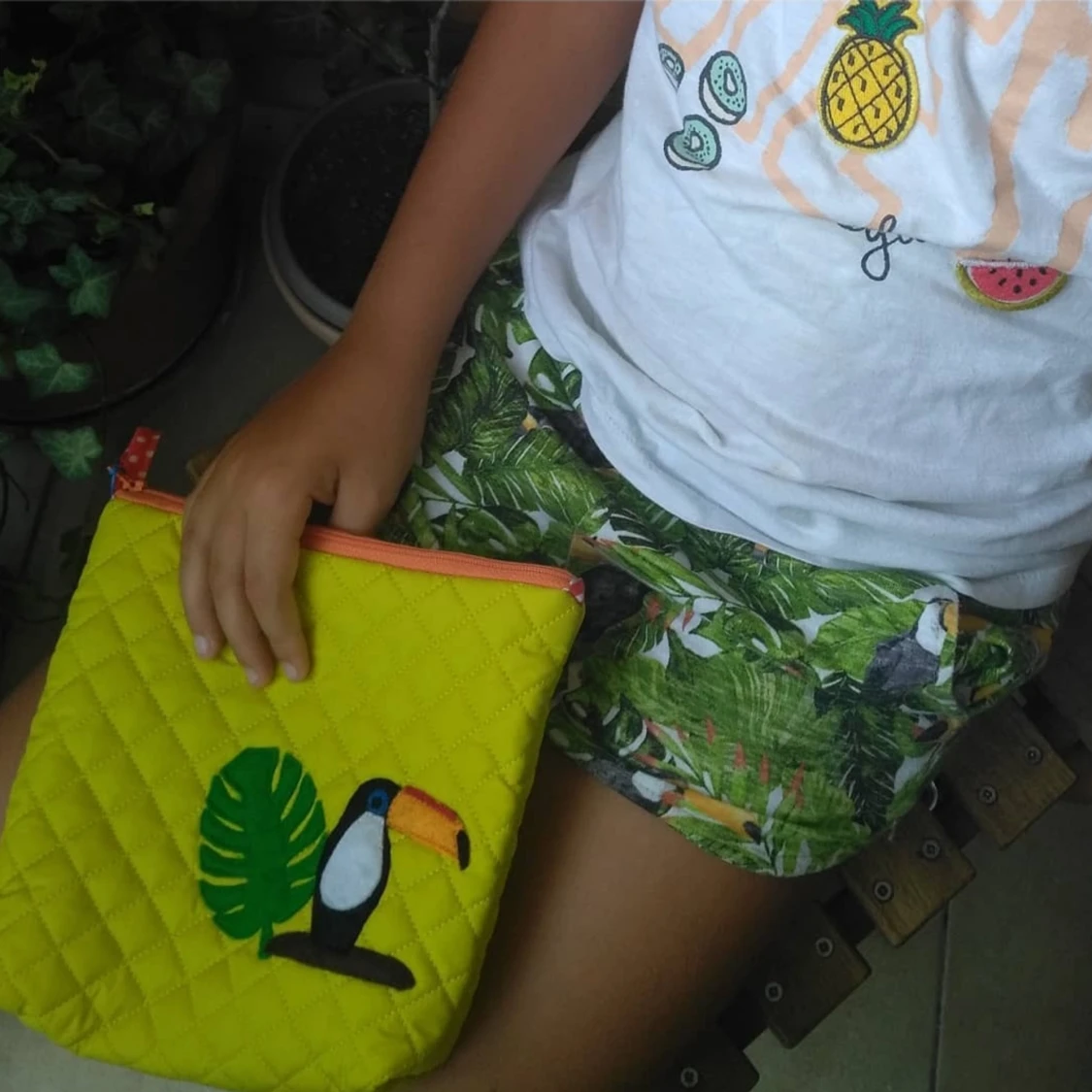 Handgjord Tilu Lilu grön tukan väska/nasessär