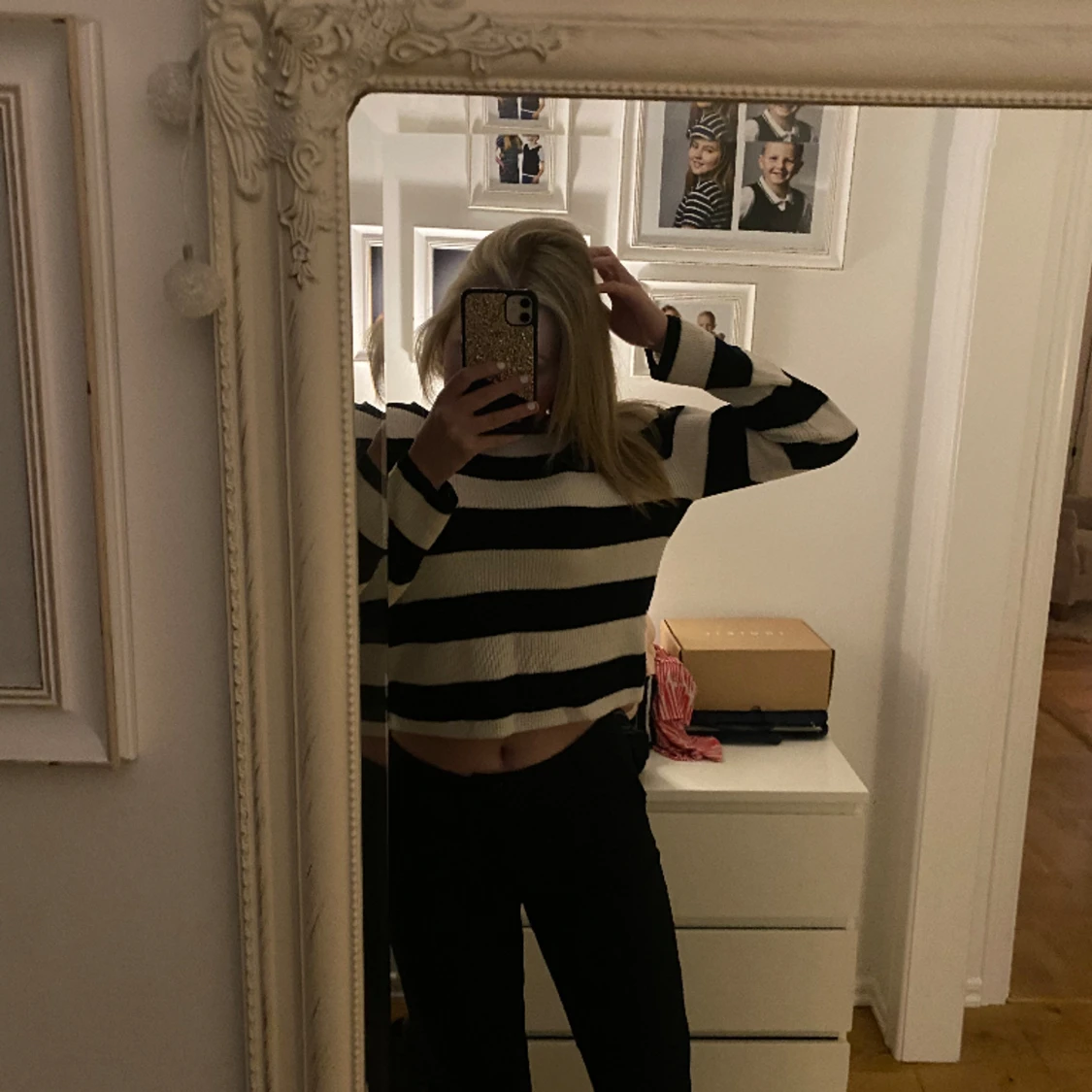 Finstickad randig tröja - 90