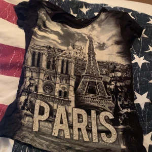 Svart T-shirt  - Svart T-shirt med paris sevärdigheter, köpt i paris, strlk 3 men skulle säga det passar S/M, köpte den för 700