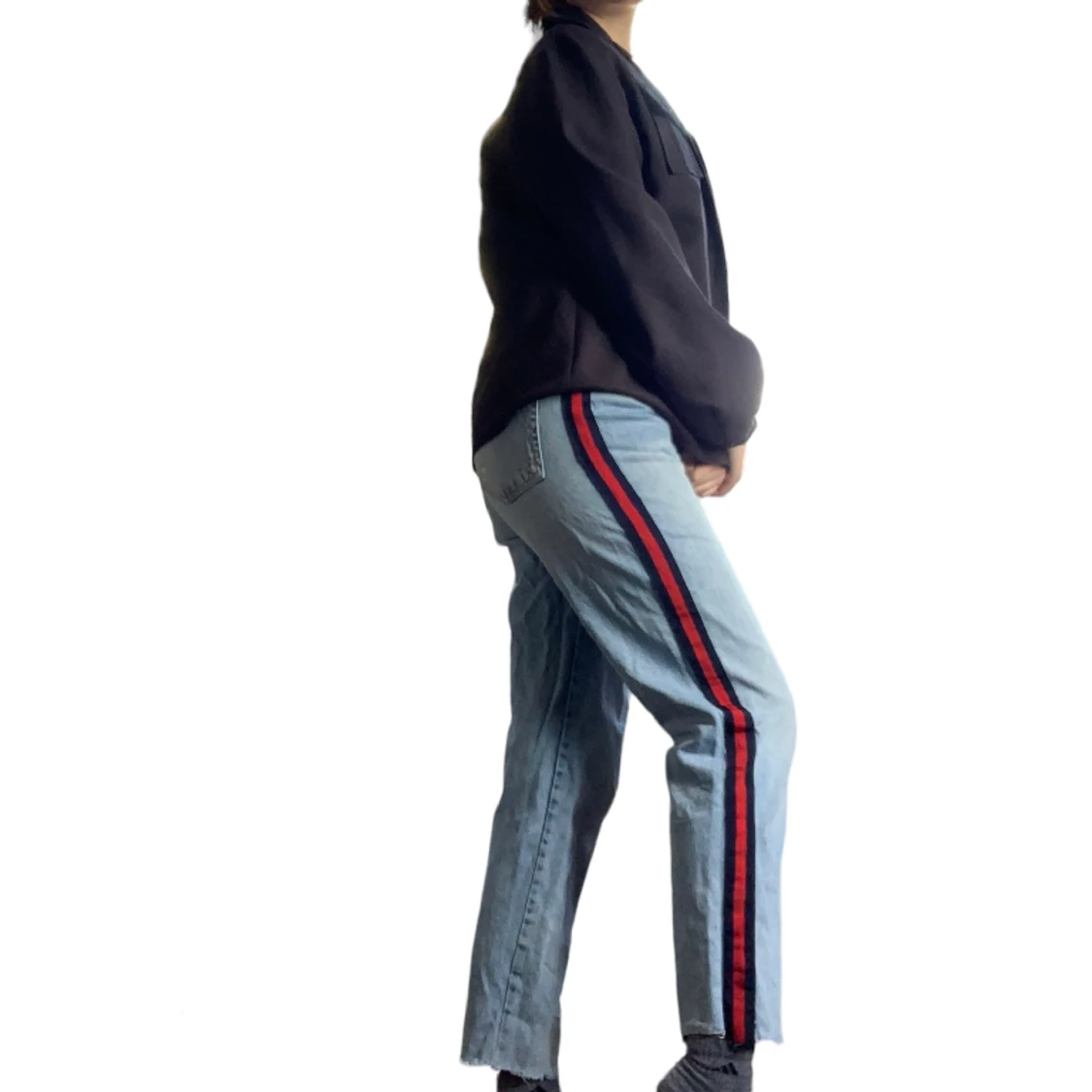 Straight leg jeans med ränder på sidan - 90