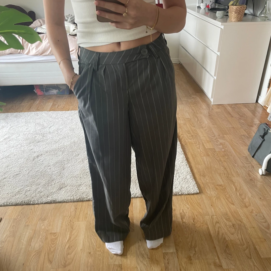 Lowwaist randiga kostymbyxor 