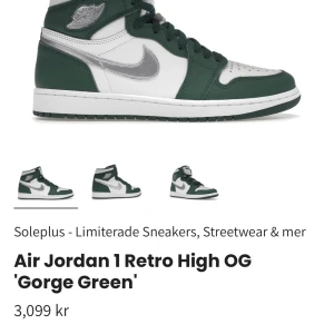 Air jordan 1 retro high OG ”George Green” - Hej säljer men Jordan 1s pga att jag haft den ett tag och de har blivit för små. Kontakta gärna om pris eller frågor! Skick 8/10