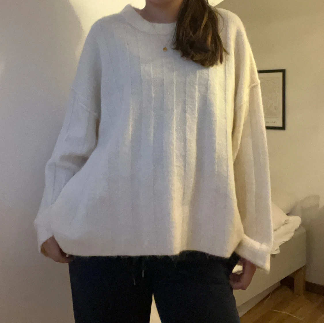 Stickad Vit Tröja  - 90