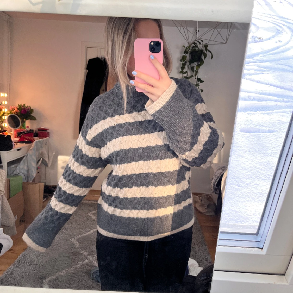 Stickad randig tröja - 91