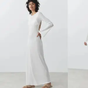 Lång vit cover up klänning från gina tricot, köpt förra sommaren, använd två gånger🤍🤍storlek xs