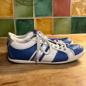 Skitcoola vintage sneakers som ser lite ut som adidas sambas, jättefin blå och vit färg, och bra skick!💙