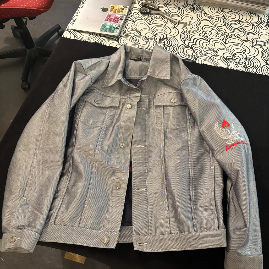 Y2K Jeans-jacka silvrig