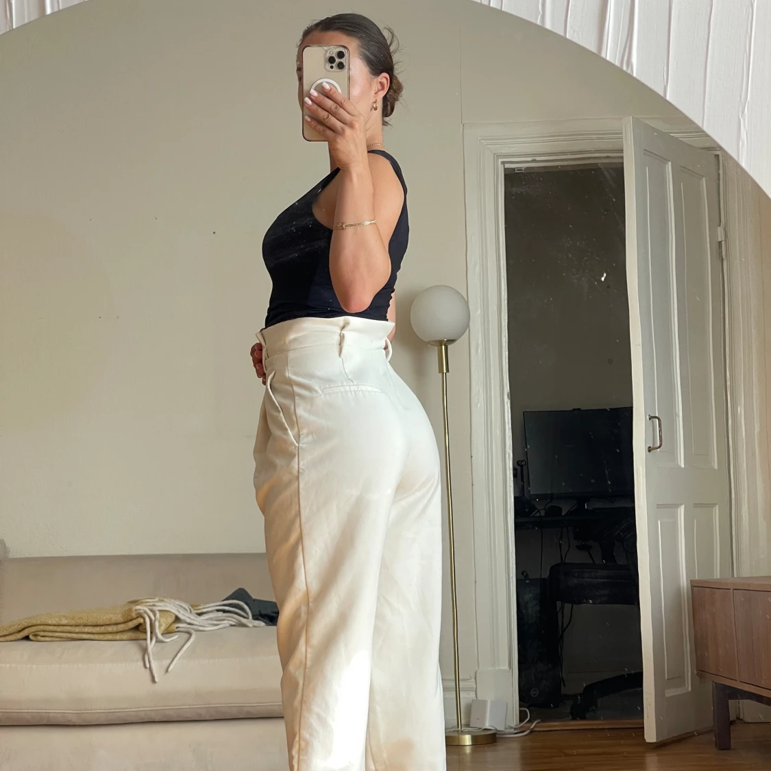 ZARA byxor vita/ljusbeige   - 90