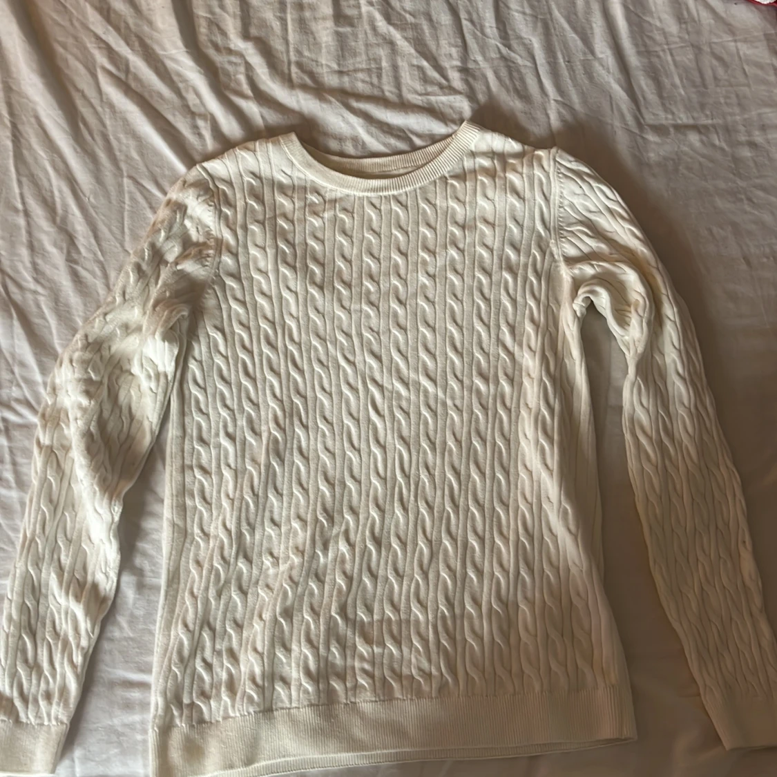 Vit stickad tröja  - 90