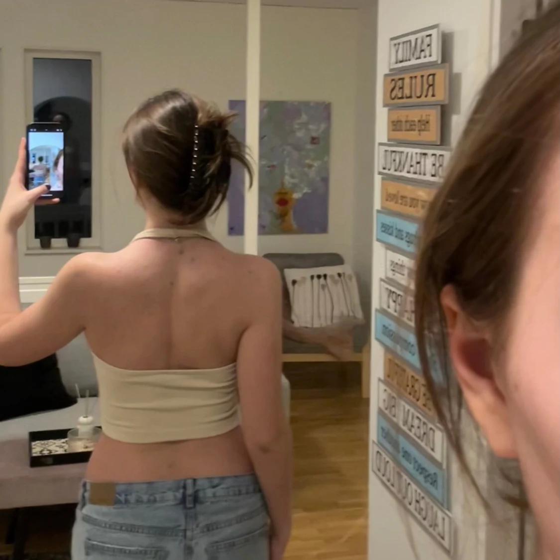 Beige topp öppen rygg - 90