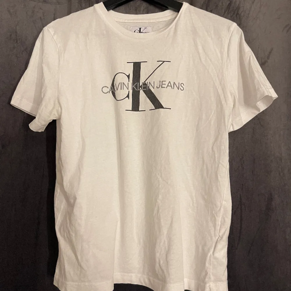 Calvin Klein t-shirt, varsamt använd men märket har blivit lite grått. Skriv för mer bilder 🥰. T-shirts.