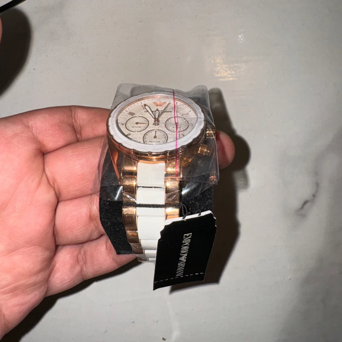 EMPORIO ARMANI dammklocka (vitt o roseguld) AR5942 - 91