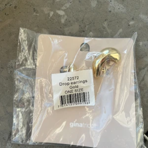 Guldiga örhängen - Säljer ett par örhängen modell drop, från Gina Tricot. Oanvända i obruten förpackning. Otroligt fina!! 💗💗