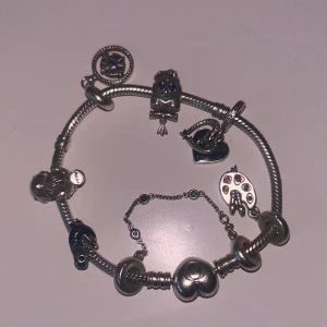 Pandora armband - Säljer mitt Pandora armband som har ett värde av totalt 3843kr om man bortser från ödla berlocken💕vill börja om med ett guld armband istället så silver kommer tyvärr inte passa längre🥹om man ej vill ha alla är det bara att komma med egna prisförslag!