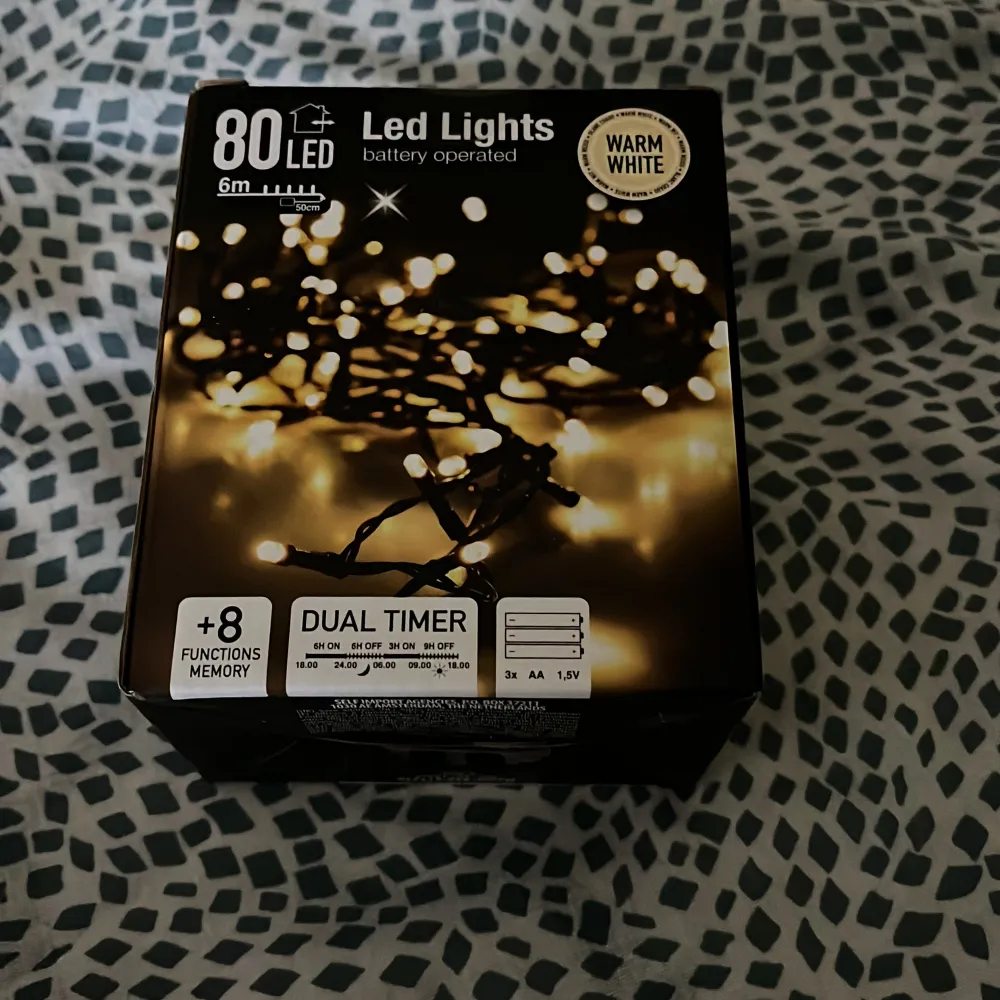 6m led lights behövs batteri aldrig använt/inte öppnat varan. Muu.