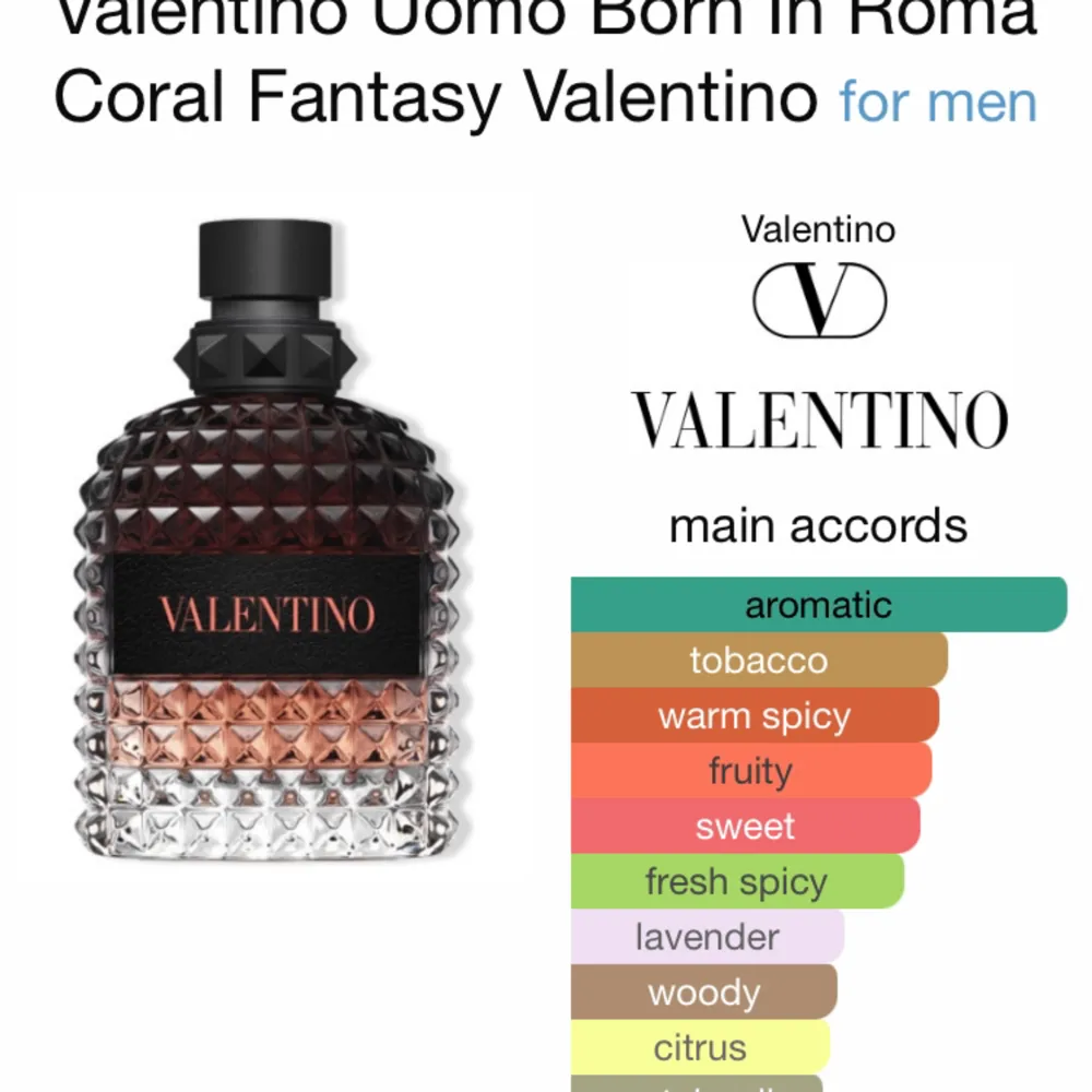 5ml sample av Valentino Coral Fantasy. Coral Fantasy är en doft med mycket frukt, den är varm och är väldigt aromatisk av sig. Denna parfymen kan du ha året om men perfekt till våren/sommaren!. Övrigt.