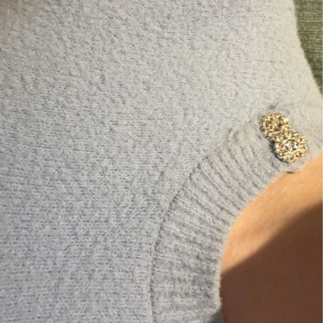 Stickad blå tröja med glitterkavaj, storlek S, helt oanvänd endast provad - 91