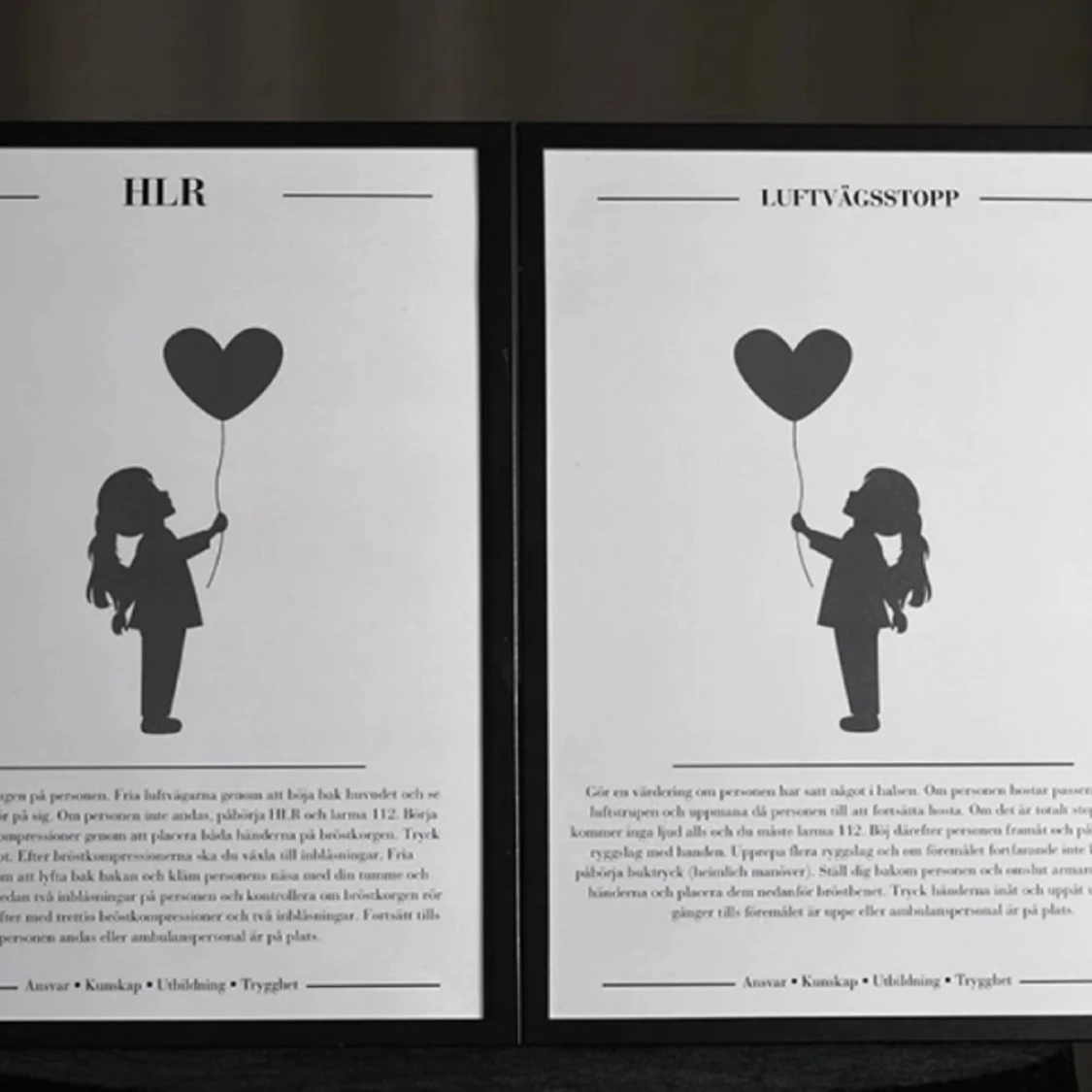 Två tavlor HLR och luftvägsstopp  - 90